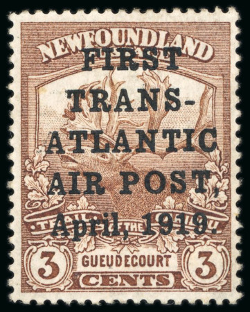 Stamp of Canada » Newfoundland 1919 Hawker Air Post 3c brown, mint o.g., lightly hinged