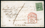 Stamp of Canada 1852-57, 7 1/2d yellow-green on medium wove paper, with well balanced margins, tied on cover to Scotland 