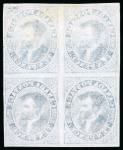 Stamp of Canada 1852-57, 10d blue proof on India paper in block of four
