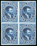 Stamp of Canada 1852-57, 10d blue proof on India paper in block of four