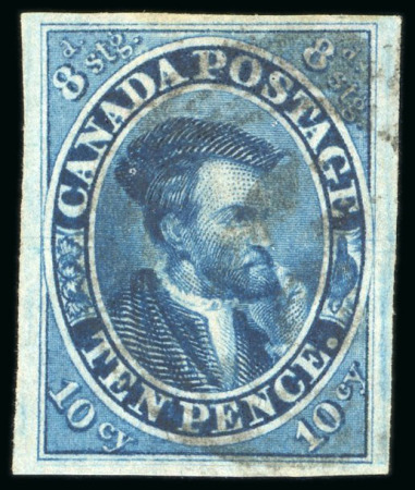 Stamp of Canada 1852-57, 10d blue, fine to very good margins, used