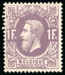Stamp of Belgium 1869, 1F mauve mint l.h., showing variety " 'BELGIQUE "