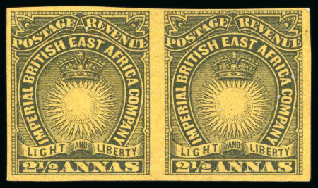 Stamp of Kenya, Uganda and Tanganyika » British East Africa 1890-95 2 1/2a black on bright yellow imperforate pair
