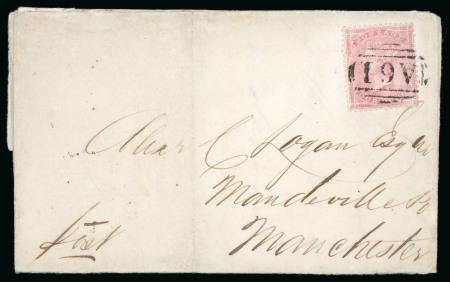 Stamp of Jamaica 1860 (Jan 20) entire franked with 4d rose, on white A61 Old Harbour