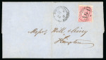 Stamp of Jamaica 1859 (Oct 7) entire sent from Port Antonio to Kingston, A64 numeral 