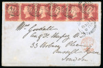 Stamp of Jamaica 1860 (June 8) envelope franked with horizontal strip A01 Kingston
