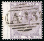 Stamp of Jamaica 1856, 6d lilac, wing margin, wmk emblems, cancelled