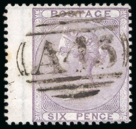 Stamp of Jamaica 1856, 6d lilac, wing margin, wmk emblems, cancelled