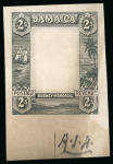 Stamp of Jamaica 1921, Admiral Rodney Memorial, 2s value, two die proofs