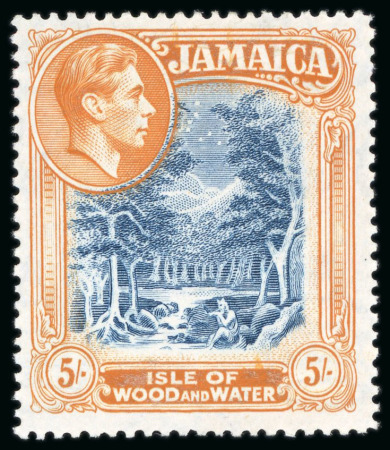 Stamp of Jamaica 1938, Jamaica Scenery, 5s slate-blue and yellow-orange line perf. 14