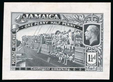 Stamp of Jamaica 1919, Contingent Embarking, 1 1/2d value, die proof