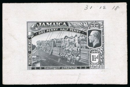 Stamp of Jamaica 1919, Contingent Embarking, 1 1/2d value, die proof