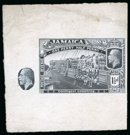 Stamp of Jamaica 1919, Contingent Embarking, 1 1/2d value, die proof