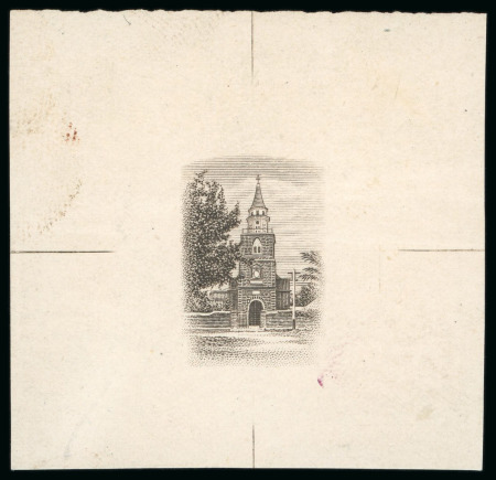 Stamp of Jamaica 1919, Cathedral Spanish Town, 4d value, vignette die