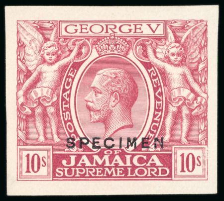 Stamp of Jamaica 1919, Supreme Lord, 10s value, x3 imperforate colour