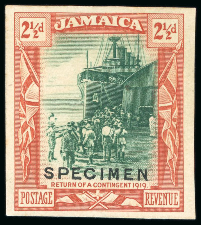 Stamp of Jamaica 1919, 2d, 2 1/2d, 3d and 4d, imperforate colour trial