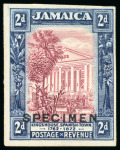 Stamp of Jamaica 1919, 2d, 2 1/2d, 3d and 4d, imperforate colour trial