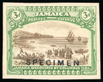 Stamp of Jamaica 1919, 2d, 2 1/2d, 3d and 4d, imperforate colour trial