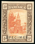 Stamp of Jamaica 1919, 2d, 2 1/2d, 3d and 4d, imperforate colour trial