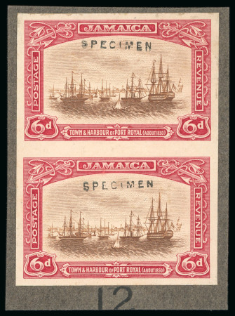 Stamp of Jamaica 1921, Port Royal, 6d carmine and brown, vertical pair,