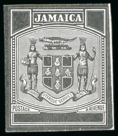 Stamp of Jamaica 1903, Coat of Arms, type 14 stamp sized die proof of