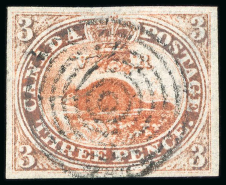 Stamp of Canada 1851, 3d red on laid paper, good even margins, neatly used