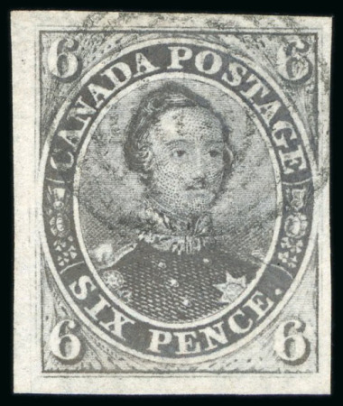 Stamp of Canada 1851, 6d slate-violet on laid paper, good to very large margins, neatly used