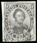 Stamp of Canada 1851, 6d slate-violet on laid paper, good to large margins, neatly used 