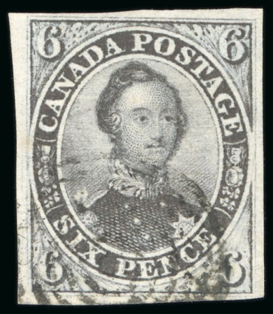 Stamp of Canada 1851, 6d slate-violet on laid paper, good to large margins, neatly used