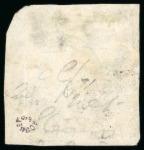 Stamp of Canada 1851, 6d slate-violet on laid paper, good to large margins, neatly tied to small piece