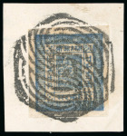 Stamp of Nepal 1881, 1a, 2a and 4a imperf., large margins, tied to individual pieces by bold Kathmandu cancels