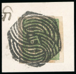 Stamp of Nepal 1881, 1a, 2a and 4a imperf., large margins, tied to individual pieces by bold Kathmandu cancels