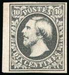 Stamp of Luxembourg 1852, First Printing, 10c greenish-black, unused single