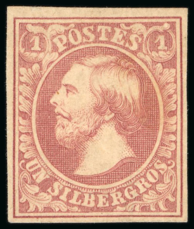Stamp of Luxembourg 1852, First Printing, 1sg dark flesh coloured, mint