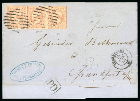 Stamp of Luxembourg 1856 (Nov 18th), Cover sent to Frankfurt, franked with