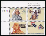 Stamp of United States » 1919 Issues onwards 1993, National Postal Museum top left corner plate block of four with maroon and black omitted variety