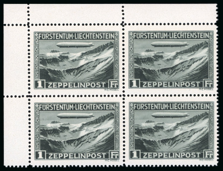 Stamp of Liechtenstein 1931, Zeppelin Air Post, Set of the two values,1f and