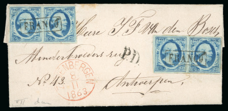 Stamp of Netherlands 1863 (Nov 8th), Entire from Ferheyden to Antwerp, franked
