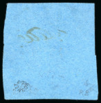 Stamp of British Guiana 1850-51, 12 cents black on pale blue, with initials