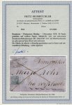 Stamp of Romania 1859, Moldavia, 40 parale greenish-blue, on bluish