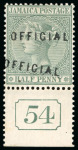 Stamp of Jamaica 1890, 1/2d green, Official, bottom marginal with plate