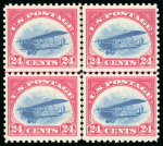 Stamp of United States » 1919 Issues onwards Airmails: 1918, 24c carmine rose & blue mint n.h. centre line block of four