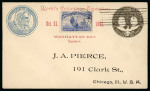 Stamp of United States » 1893 Columbus Issue 1893, Columbian Exposition Issue group of three covers incl. "World's Columbian Exposition" printed 10c postal stationery