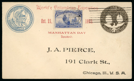 Stamp of United States » 1893 Columbus Issue 1893, Columbian Exposition Issue group of three covers incl. "World's Columbian Exposition" printed 10c postal stationery