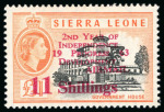 Stamp of Sierra Leone 1963, Second Anniversary of Independence 11s on £1 mint and used