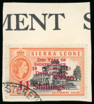 Stamp of Sierra Leone 1963, Second Anniversary of Independence 11s on £1 mint and used