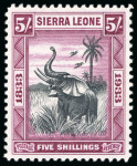 Stamp of Sierra Leone 1933, Abolition of Slavery 5s, 10s and £1 mint l.h.