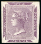 Stamp of Sierra Leone 1859-96, Group incl. 1859-74 no wmk 6d unused and mint