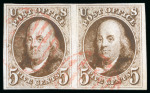 Stamp of United States » 1847 Issue 1847, Benjamin Franklin, 5c dark red-brown, horizontal