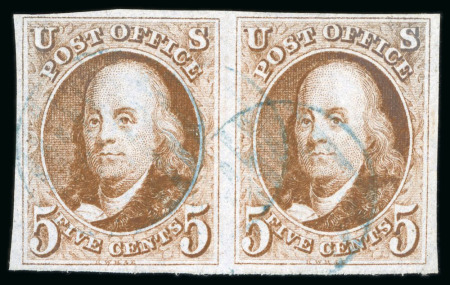 Stamp of United States » 1847 Issue 1847, Benjamin Franklin, 5c dark red-brown, horizontal
